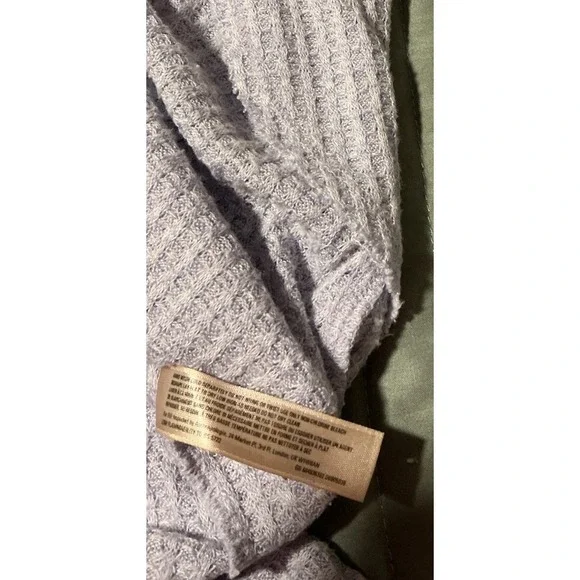 Anthropologie Sunday Saturday S  Purple Waffle Knit Ruffle Back Long Sleeve Top - Picture 7 of 11